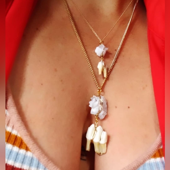 Arkansas Quartz and Deer Tooth Necklace - Picture 3 of 7